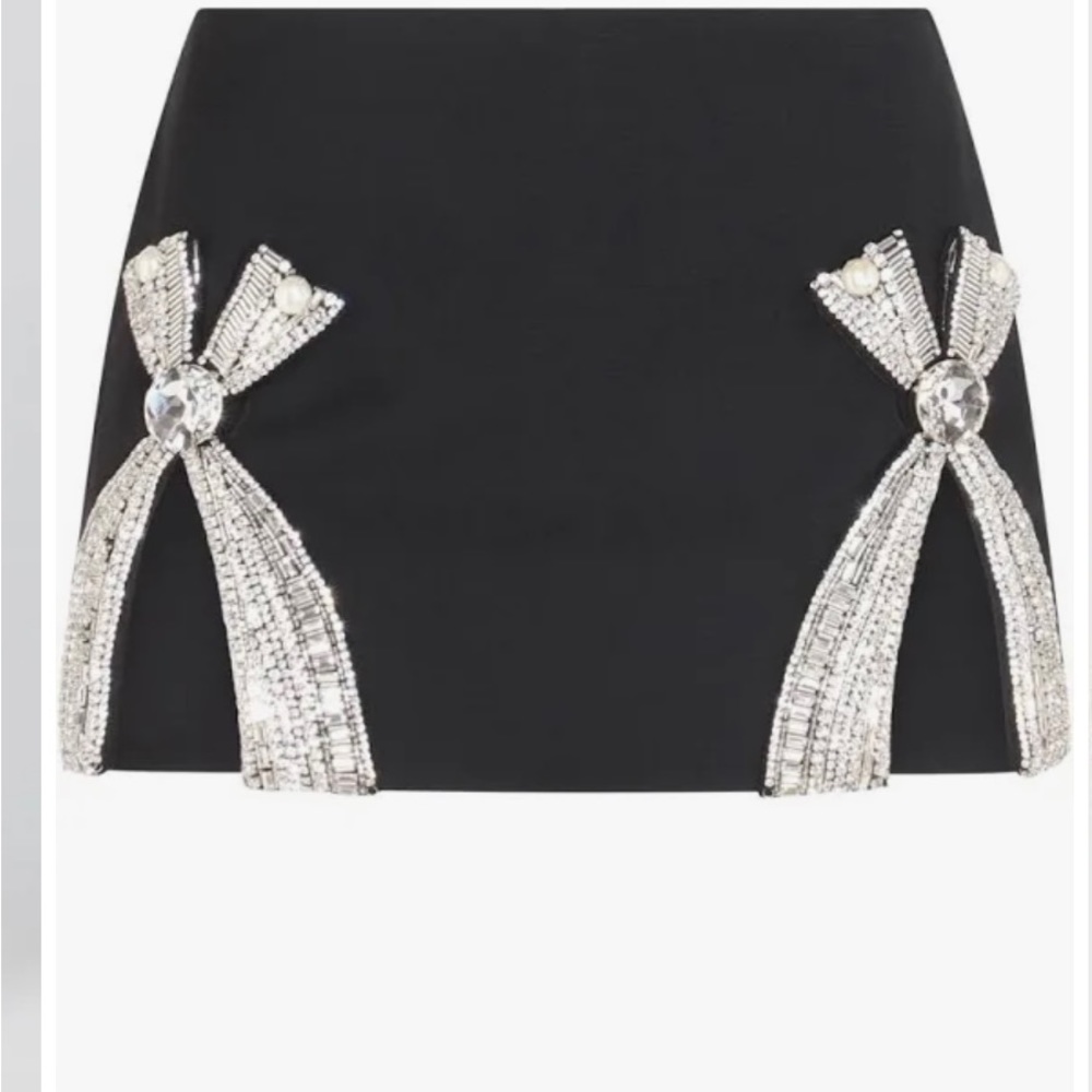 AREA NYC Black Deco Bow Slit Miniskirt - NWT- size 6 - Picture 8 of 17